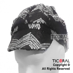 SOMBRERO VISERA PLATA Y NEGRO LENTEJUELAS HS4427-1 x 1